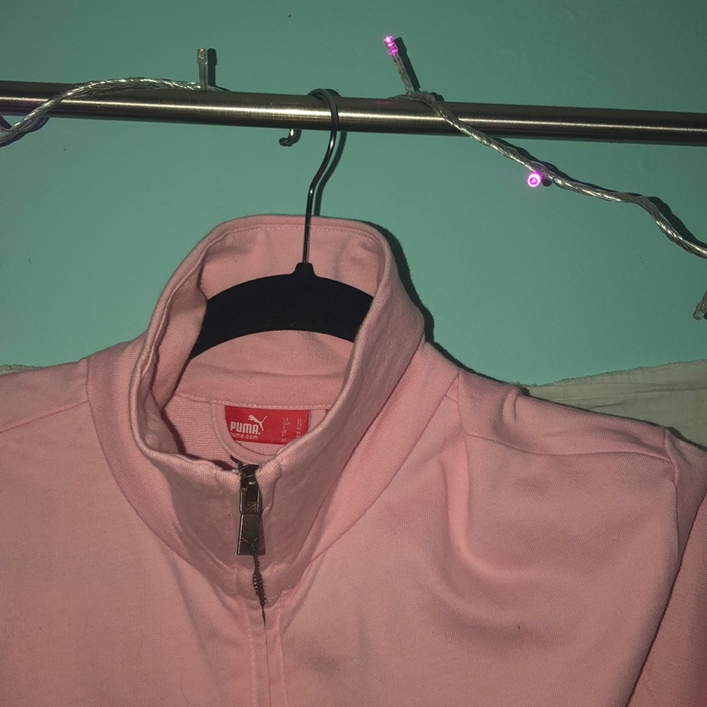 pink puma zip up sweatshirt